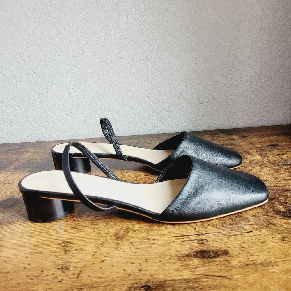 Everlane Womens Black Slingback Heels Size 11 Square Toe Classic Leather